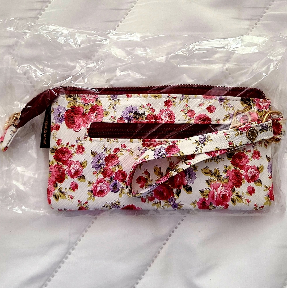 🥳FINAL PRICE👍👛 NWOT 💐 GORGEOUS Orange brand floral wristlet - Picture 3 of 9